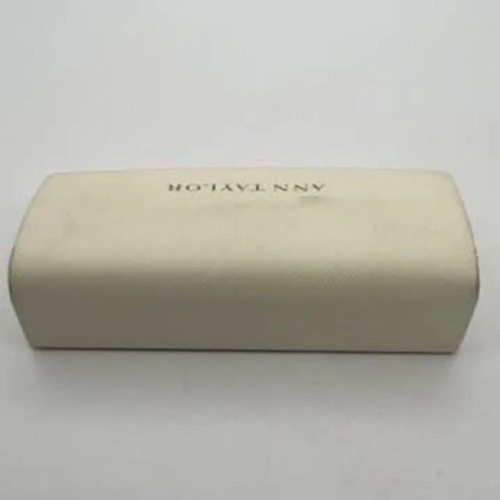 Ann Taylor Cream Textured Hard Shell Eyeglass Case Protective‎ Glasses Box